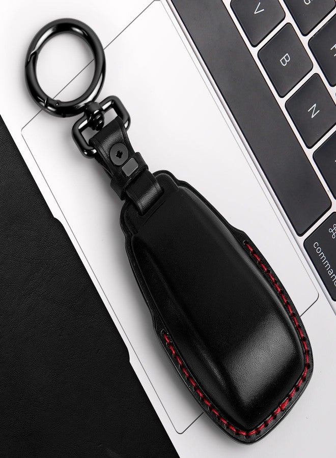 Tukellen for Mercedes Benz key fob cover Genuine Leather with keychain,Leather Protector Key case compatible with 2017-2023 E-Class 2018-2021 S-Class 2019-2023 A-Class C-Class G-Class-Black (Red line) - Image 5